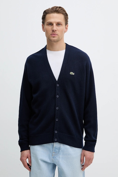 Вовняний кардиган Lacoste колір синій AH0397