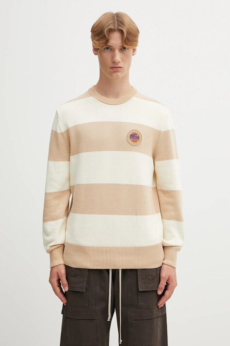 Lacoste sweter bawełniany męski kolor beżowy lekki AH5179