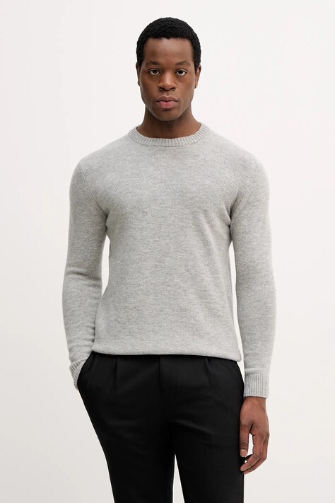 Lindbergh sweter z dodatkiem wełny męski kolor szary lekki 30.800220