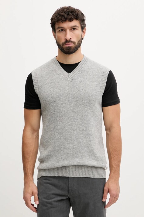 Lindbergh kamizelka z dodatkiem wełny męski kolor szary 30.800221