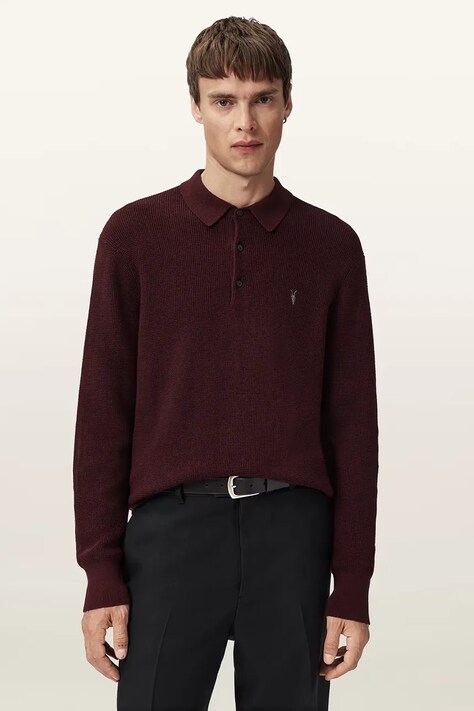 AllSaints sweter z dodatkiem wełny ASPEN kolor brązowy lekki M095KB