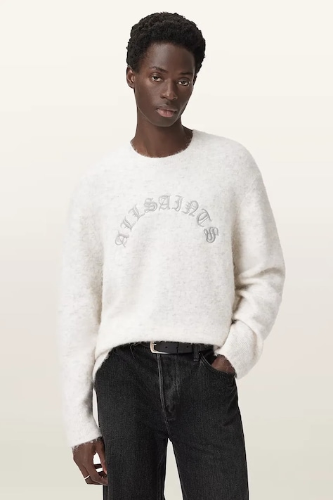 AllSaints sweter z dodatkiem alpaki CURV męski kolor biały lekki M020KD
