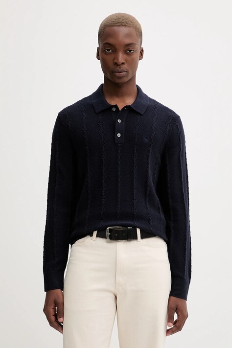 Abercrombie & Fitch sweter z dodatkiem wełny męski kolor granatowy lekki KI120-5142-200