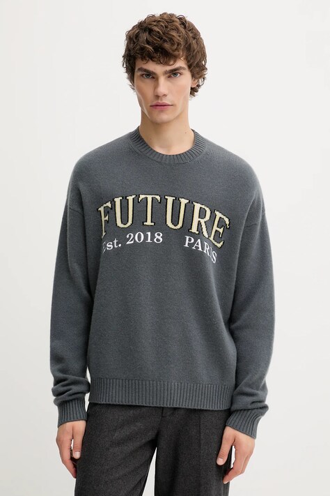 FROM FUTURE sweter kaszmirowy męski kolor szary lekki MPR03345