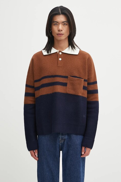 Wales Bonner woolen jumper Calm Polo brown color UA25KN15.WO15.850