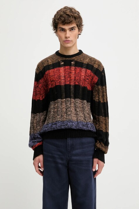 Aries sweter z dodatkiem moheru Mohair Cable męski kolor multicolor lekki AR2004304
