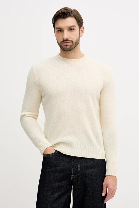 United Colors of Benetton sweter wełniany męski kolor beżowy 103MU10B5