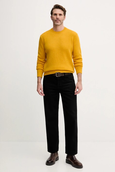 United Colors of Benetton sweter wełniany męski kolor żółty 103MU10B5