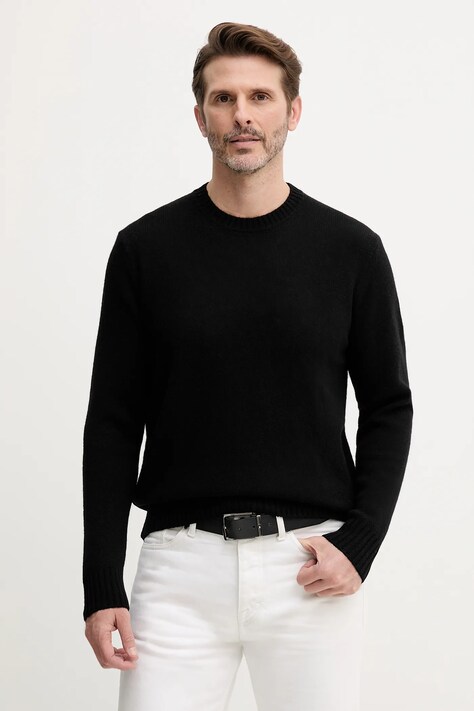 United Colors of Benetton sweter wełniany męski kolor czarny 103MU10B5