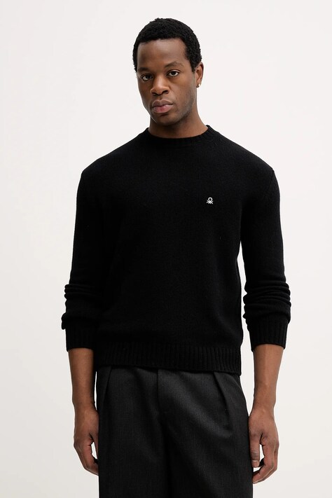 Πουλόβερ με προσθήκη μαλλιού United Colors of Benetton χρώμα: μαύρο, 1444U10AZ