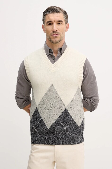 United Colors of Benetton kamizelka z dodatkiem wełny męski kolor beżowy 1NGVK401J