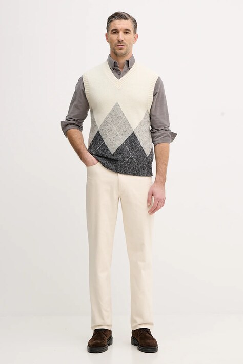 United Colors of Benetton kamizelka z dodatkiem wełny męski kolor beżowy 1NGVK401J