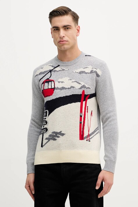 Pulover s dodatkom vune United Colors of Benetton boja: siva, 1444K10B4