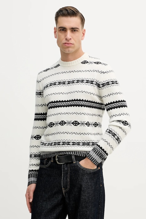 Πουλόβερ με προσθήκη μαλλιού United Colors of Benetton χρώμα: μπεζ, 18AYK10AP