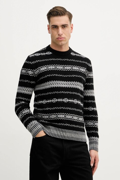 United Colors of Benetton sweter z dodatkiem wełny męski kolor czarny 18AYK10AP