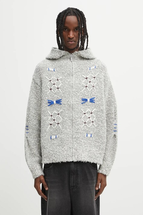 Ader Error kardigan z dodatkiem wełny KNIT męski kolor szary BO01FWKT0704GR