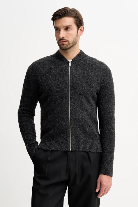 Sisley kardigan z domieszką wełny kolor szary 170WS500L