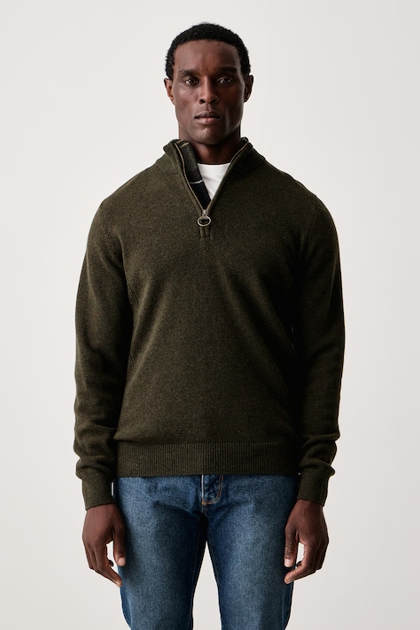 Barbour Sweter męski wełniany zielony MKN0837