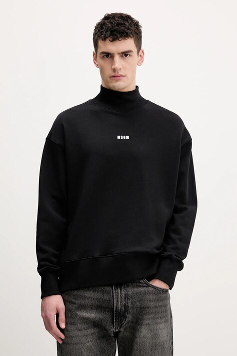 MSGM bluza bawełniana męska kolor czarny z nadrukiem