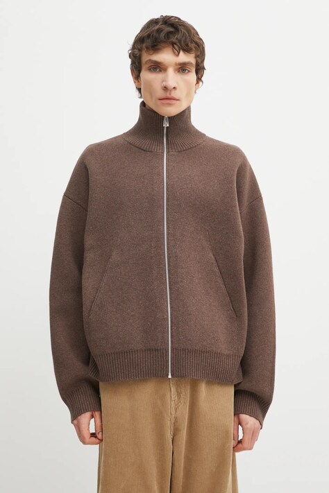 Axel Arigato kardigan z dodatkiem wełny Core Zip-Up Sweater męski kolor brązowy A2143005