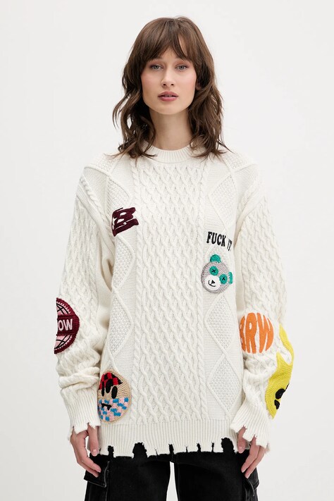 Barrow pulóver gyapjúkeverékből bézs, F5BWUAJP115