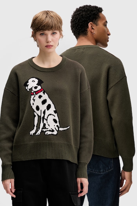 Bavlnený sveter Kaotiko zelená farba, teplé, AR017-01-E002