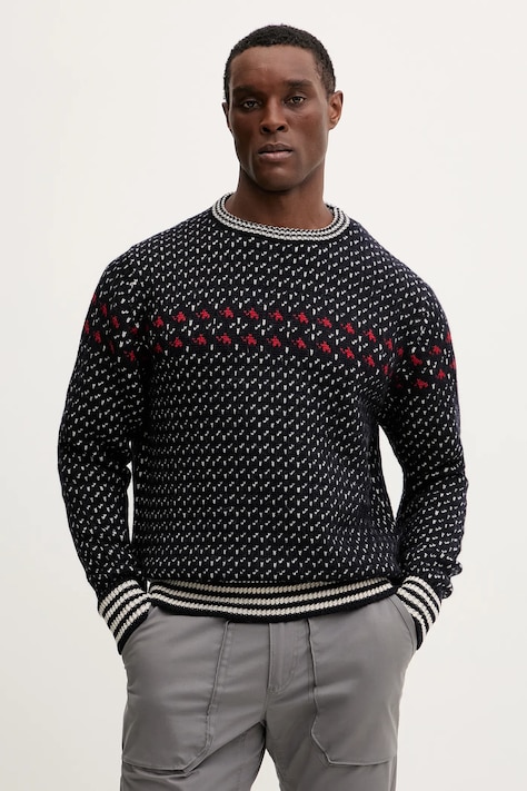 Mammut pulover de lână Mammut x Cabourn Direttissima culoarea bleumarin, călduros, 1014.07060