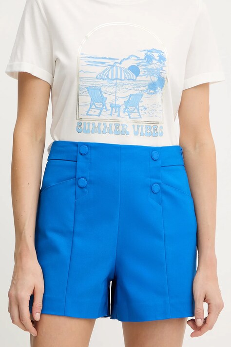 Morgan pantaloni scurți uni, high waist, SHEON