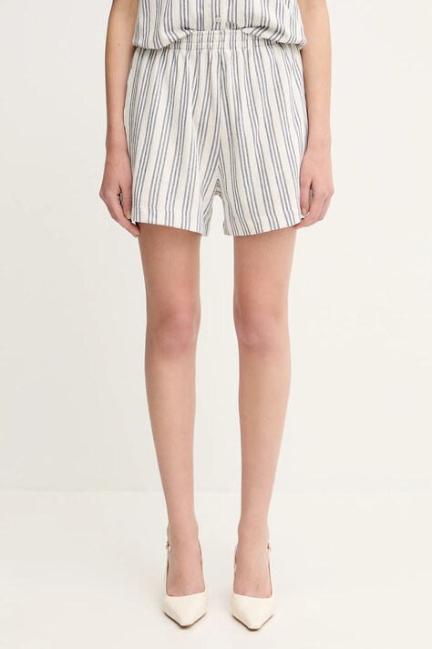 Samsoe Samsoe szorty SAKAJA damskie kolor biały wzorzyste high waist F25200035