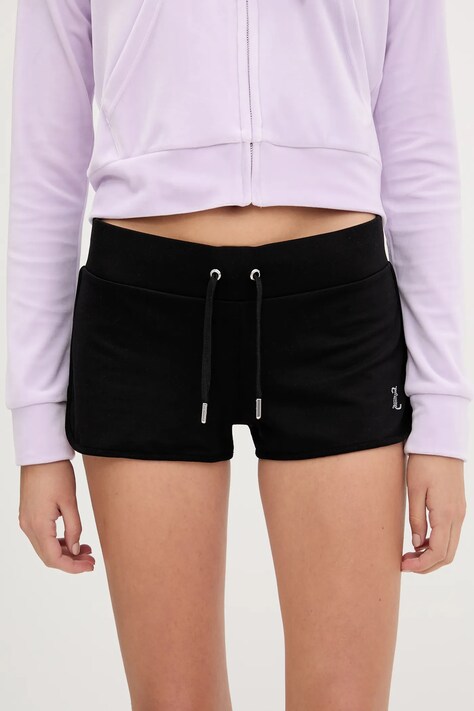 Juicy Couture szorty BOOTY SHORT damskie kolor czarny z aplikacją high waist JCWHS225303