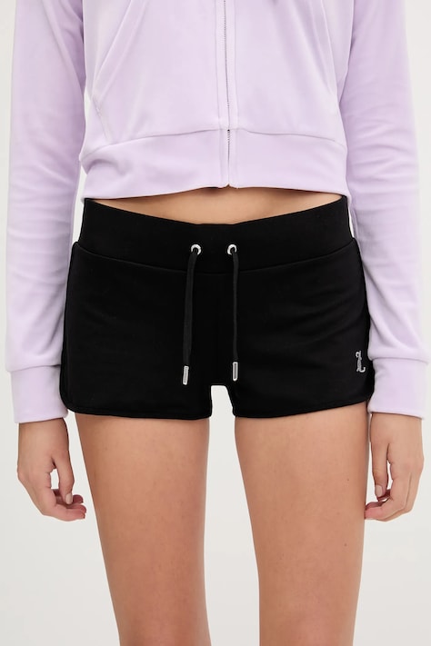 Juicy Couture szorty BOOTY SHORT damskie kolor czarny z aplikacją high waist JCWHS225303