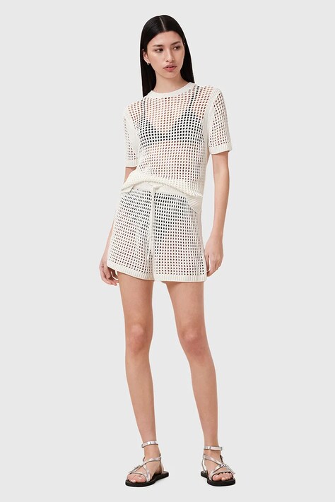 Šortky AllSaints PALOMA biela farba, jednofarebné, vysoký pás, W076TC