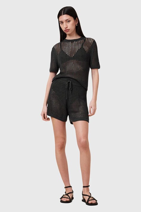 AllSaints szorty PALOMA damskie kolor czarny gładkie high waist W076TC