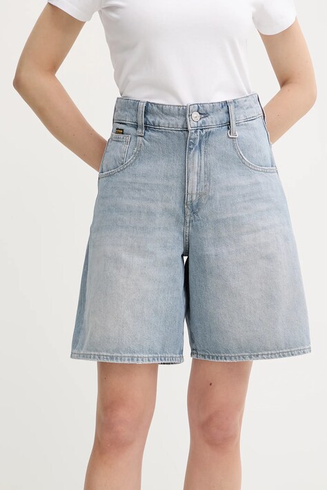 G-Star pantaloni scurți jeans uni, high waist, D26582-D943