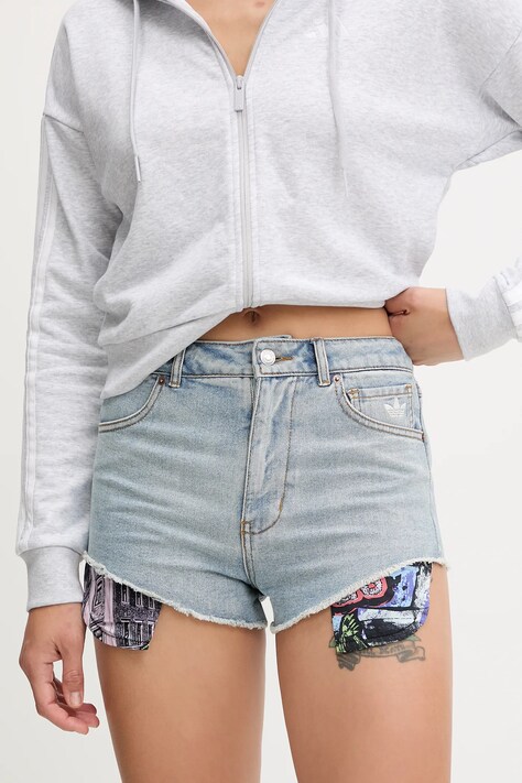 Джинсові шорти adidas Originals Pride x Jeremy Scott однотонні висока посадка JW0831