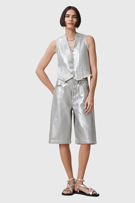AllSaints pantaloncini in cotone LOUIE donna colore argento  W068EC