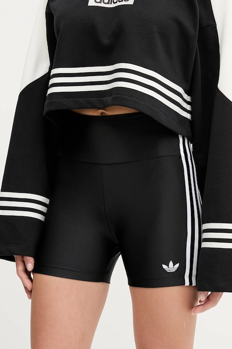 Шорты adidas Originals 3-Stripes цвет чёрный с аппликацией высокая посадка JX5235