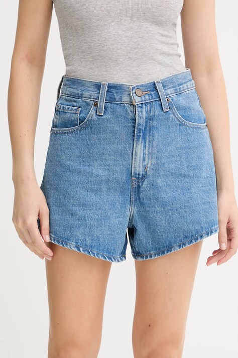 Levi's szorty jeansowe damskie kolor niebieski gładkie high waist A1965
