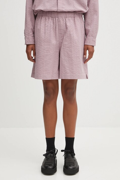 Carhartt WIP szorty bawełniane W' Toland damskie kolor różowy wzorzyste high waist I035133.31TXX