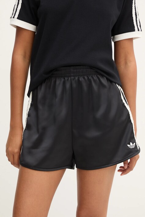 adidas Originals pantaloni scurți Ruffle Shorts culoarea negru, cu imprimeu, high waist, KC8816