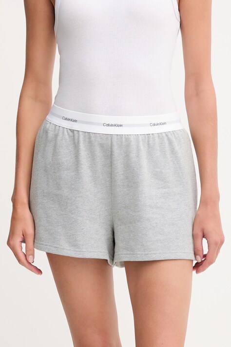 Calvin Klein Underwear szorty bawełniane lounge damskie kolor szary melanżowe high waist LV00QS7517