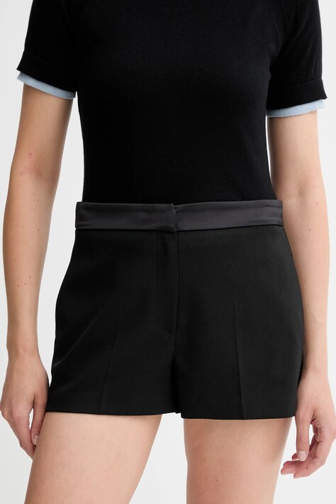 Twinset szorty z wełną damskie kolor czarny gładkie high waist 252TT2125