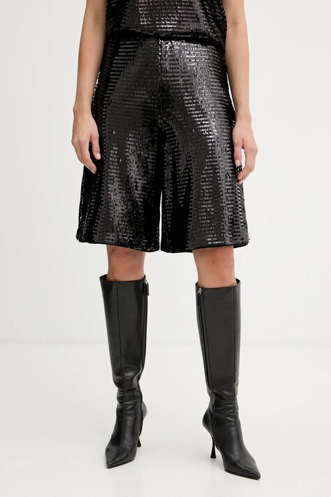 Armani Exchange szorty damskie kolor czarny gładkie high waist XW001773 AF16152