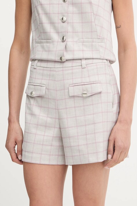 Morgan szorty damskie kolor szary wzorzyste high waist SHOLO.F