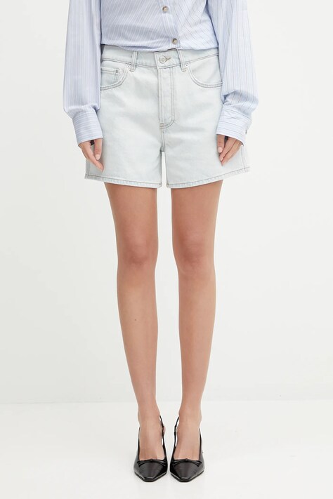 Anine Bing pantaloni scurți din bumbac dalton uni, high waist, A.05.0355