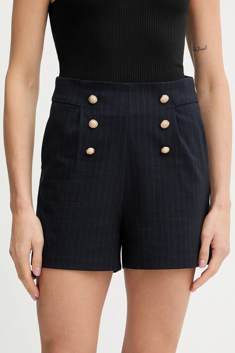 Morgan szorty damskie kolor granatowy high waist SHOUI.F