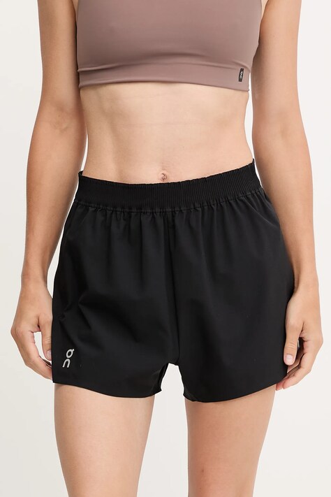 ON running szorty treningowe damskie kolor czarny gładkie high waist 1WF10330553