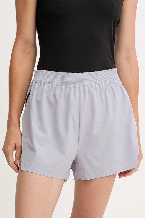 ON running szorty treningowe damskie kolor fioletowy z nadrukiem high waist 1WF10330174