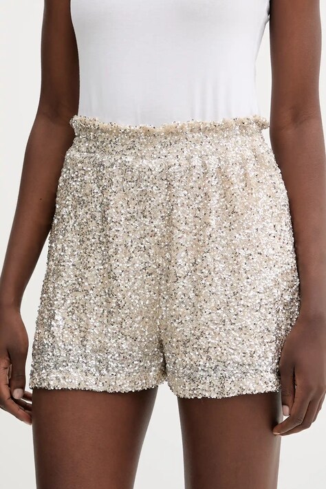 Never Fully Dressed szorty damskie kolor srebrny gładkie high waist NFDTR512