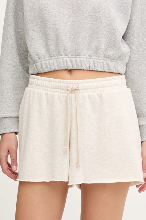 Under Armour szorty Rival Terry damskie kolor beżowy melanżowe high waist 1389657